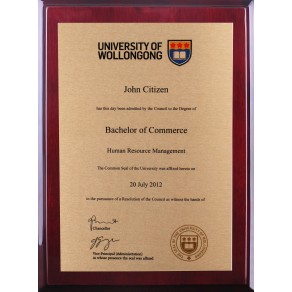 Rosewood Gold Plaque UOW